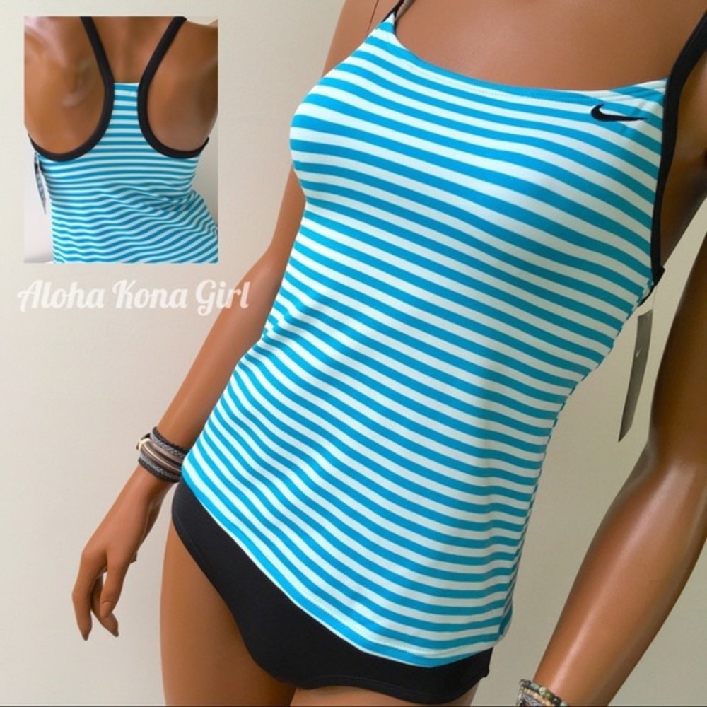 NWT Nike Stripe RacerBack Two Piece Tankini Swimsuit